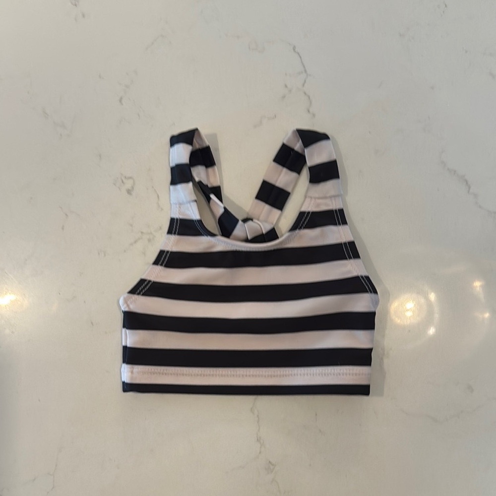 Tea Collection Black and White Striped Bikini Top